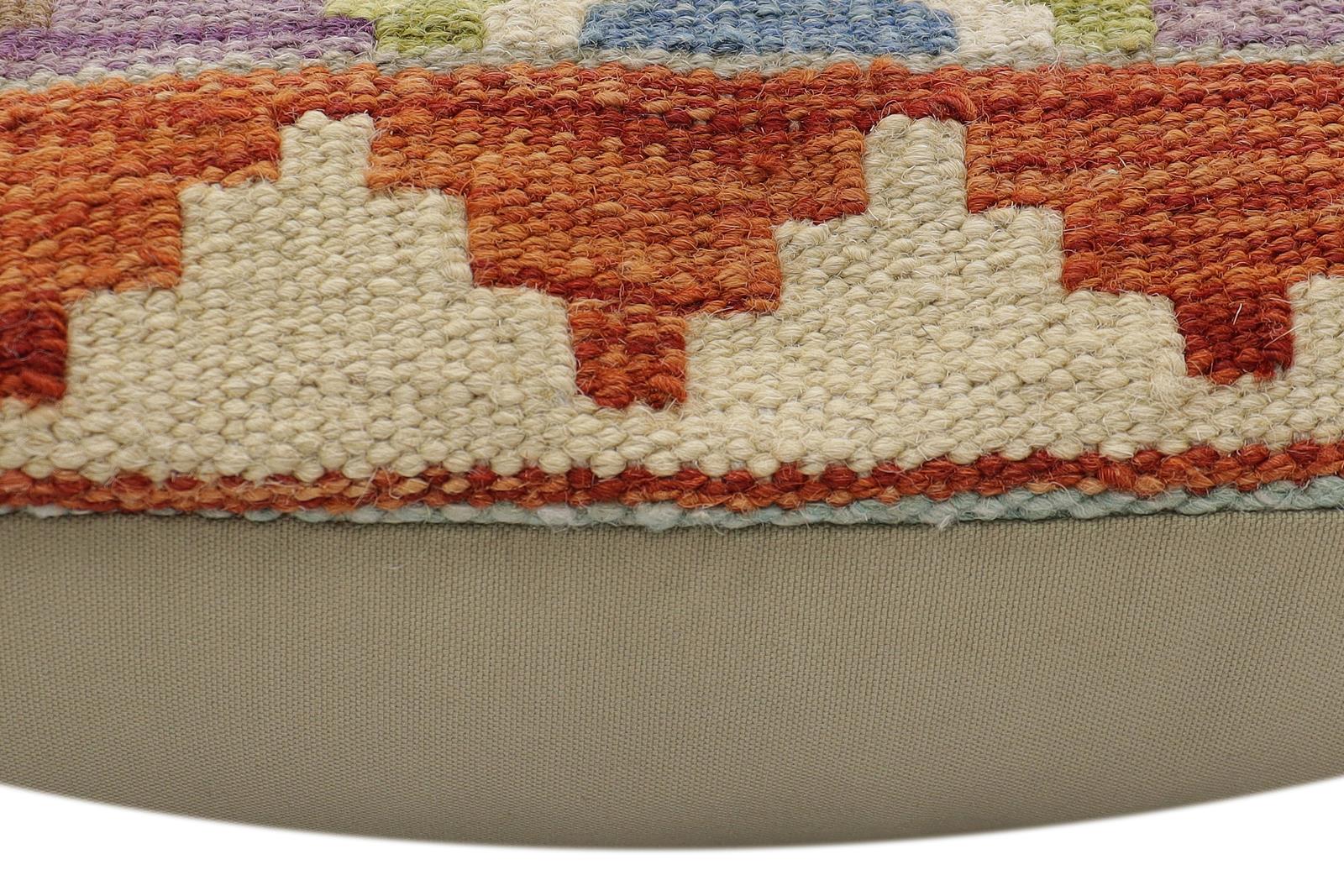 handmade Traditional Pillow Rust Blue Hand-Woven SQUARE 100% WOOL Hand woven turkish pillow2 x 2