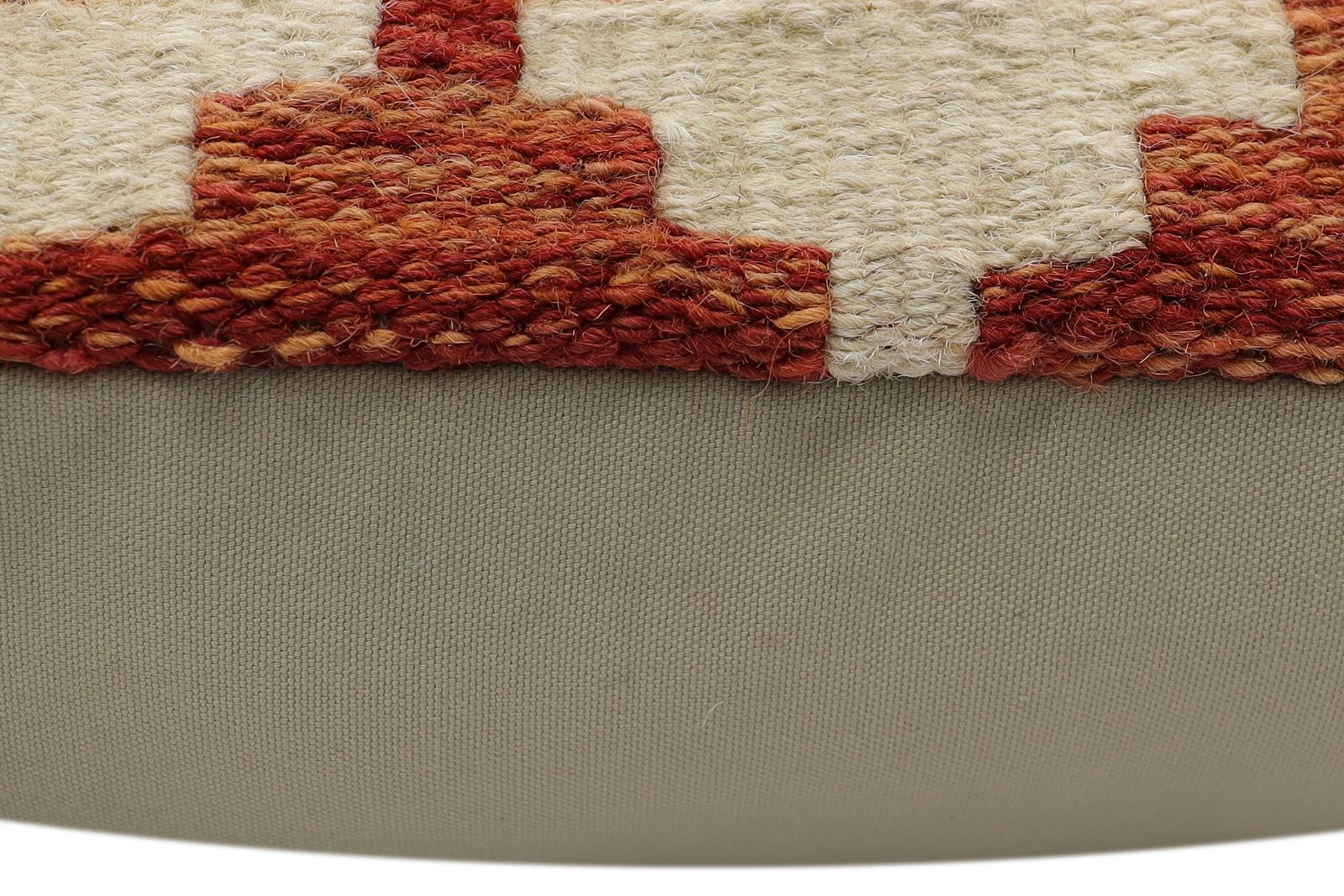 handmade Traditional Pillow Rust Blue Hand-Woven SQUARE 100% WOOL Hand woven turkish pillow2 x 2