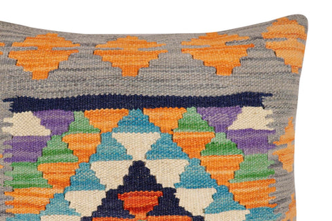 handmade Traditional Pillow Blue Gray Hand-Woven SQUARE 100% WOOL  Hand woven turkish pillow  2 x 2