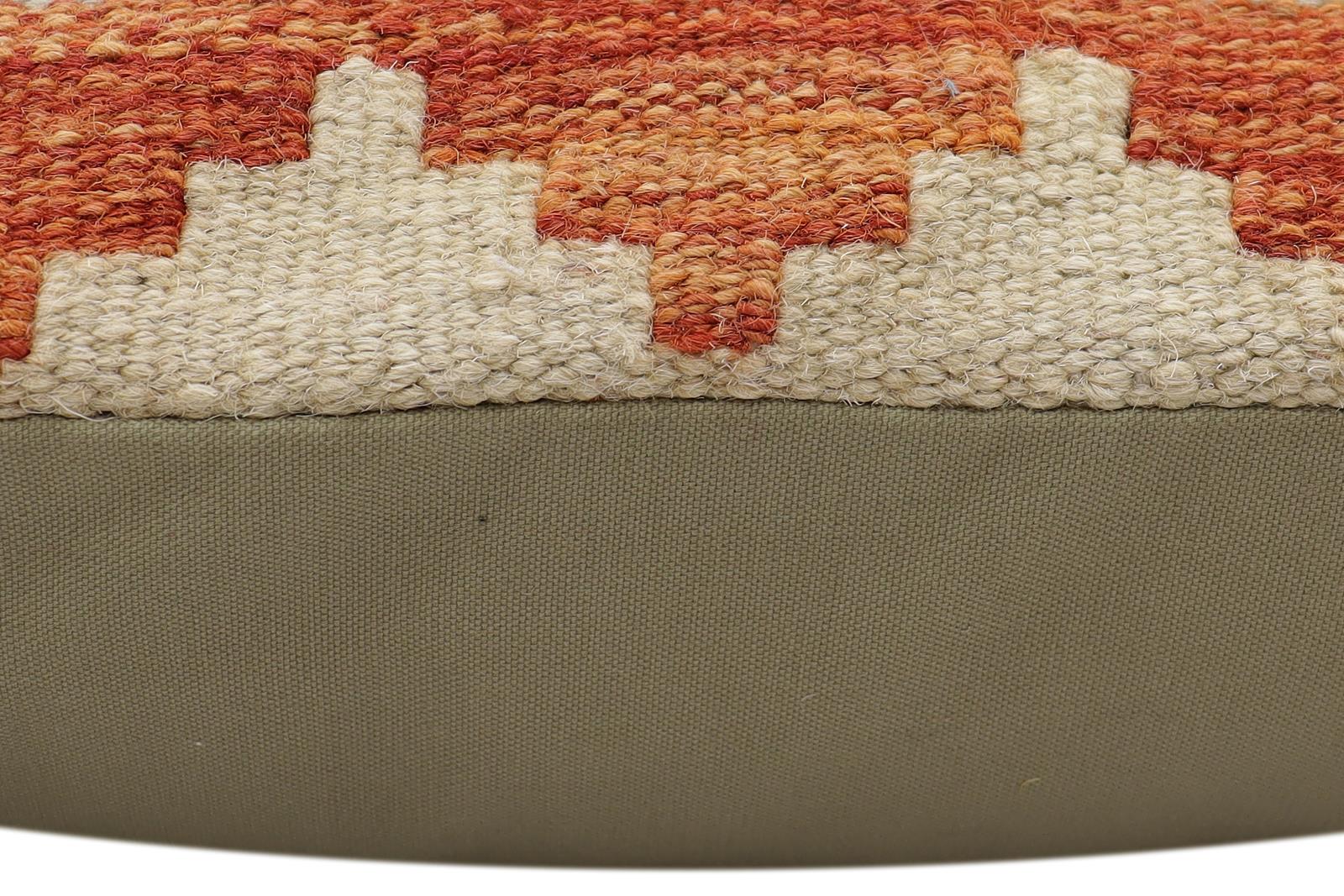 handmade Traditional Pillow Rust Blue Hand-Woven SQUARE 100% WOOL Hand woven turkish pillow2 x 2