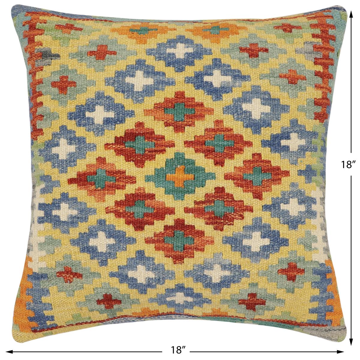 handmade Traditional Pillow Gold Rust Hand-Woven SQUARE 100% WOOL Hand woven turkish pillow2 x 2
