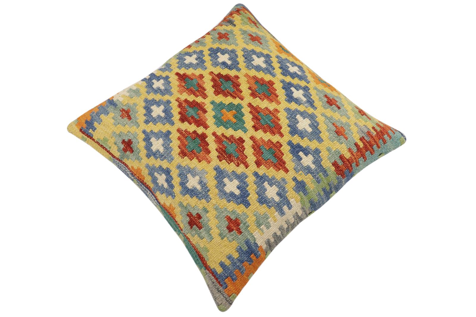 handmade Traditional Pillow Gold Rust Hand-Woven SQUARE 100% WOOL Hand woven turkish pillow2 x 2