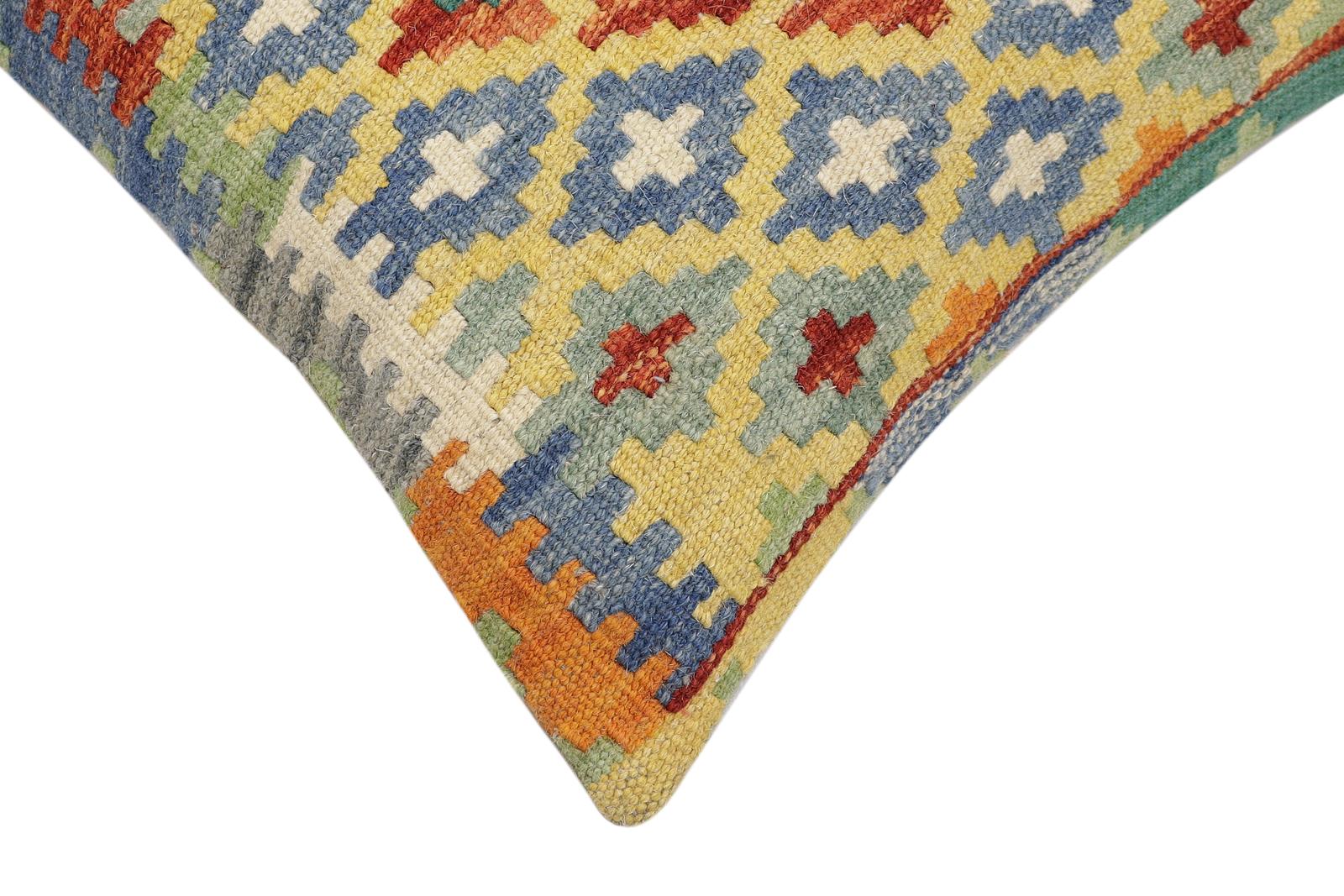 handmade Traditional Pillow Gold Rust Hand-Woven SQUARE 100% WOOL Hand woven turkish pillow2 x 2