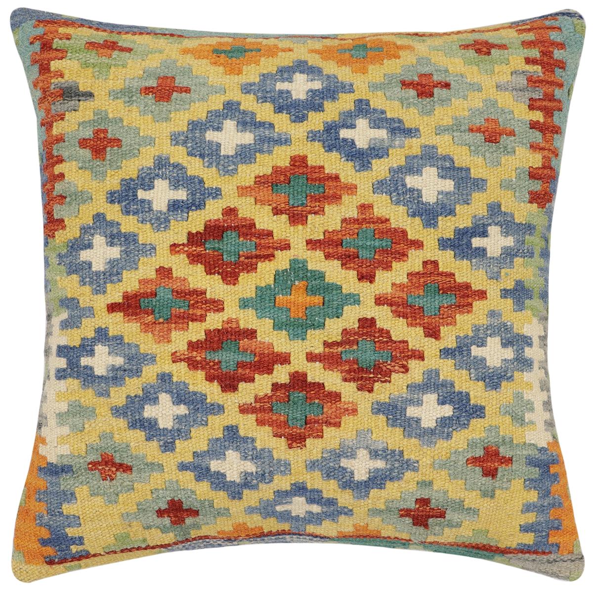 handmade Traditional Pillow Gold Rust Hand-Woven SQUARE 100% WOOL Hand woven turkish pillow2 x 2