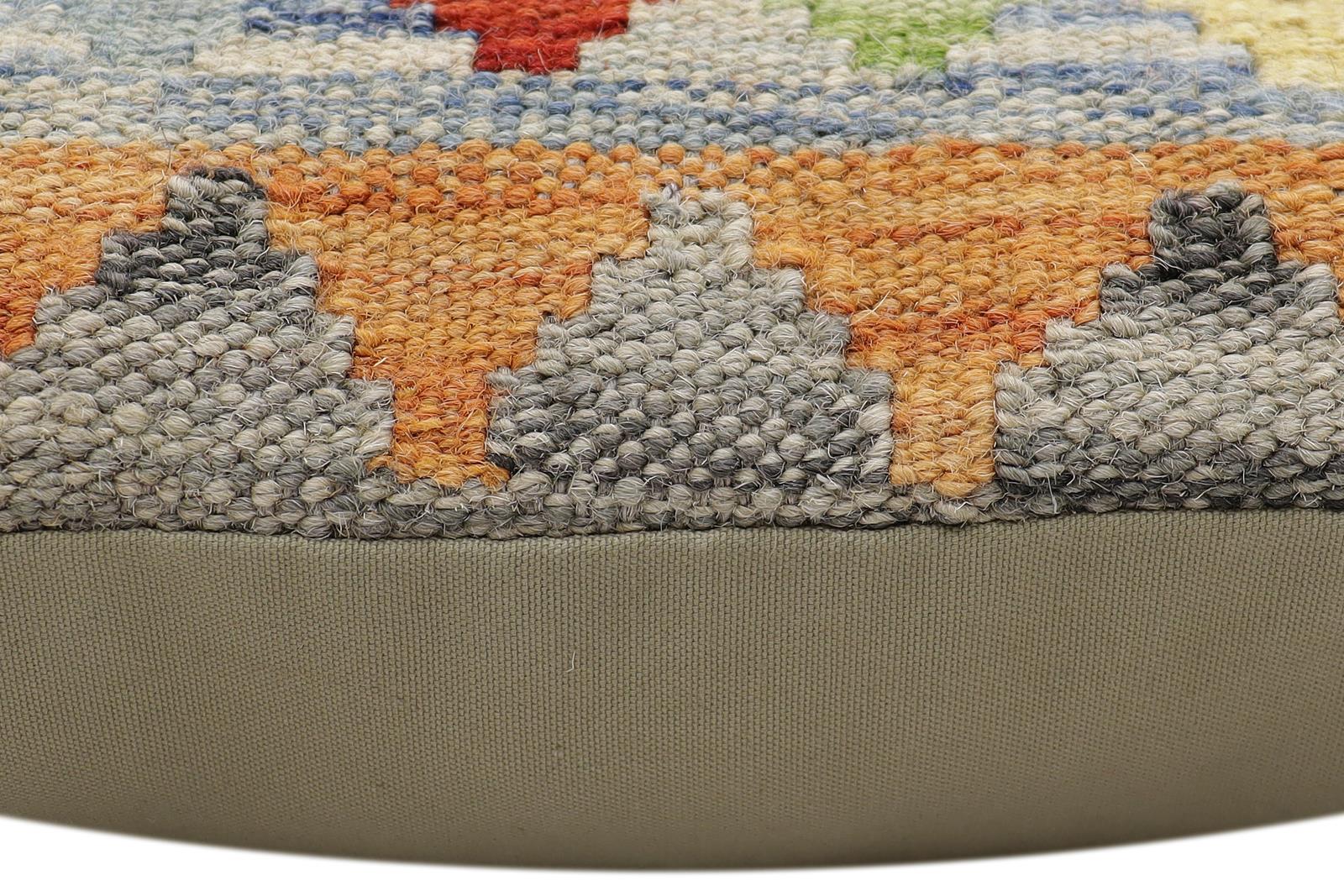 handmade Traditional Pillow Rust Blue Hand-Woven SQUARE 100% WOOL Hand woven turkish pillow2 x 2