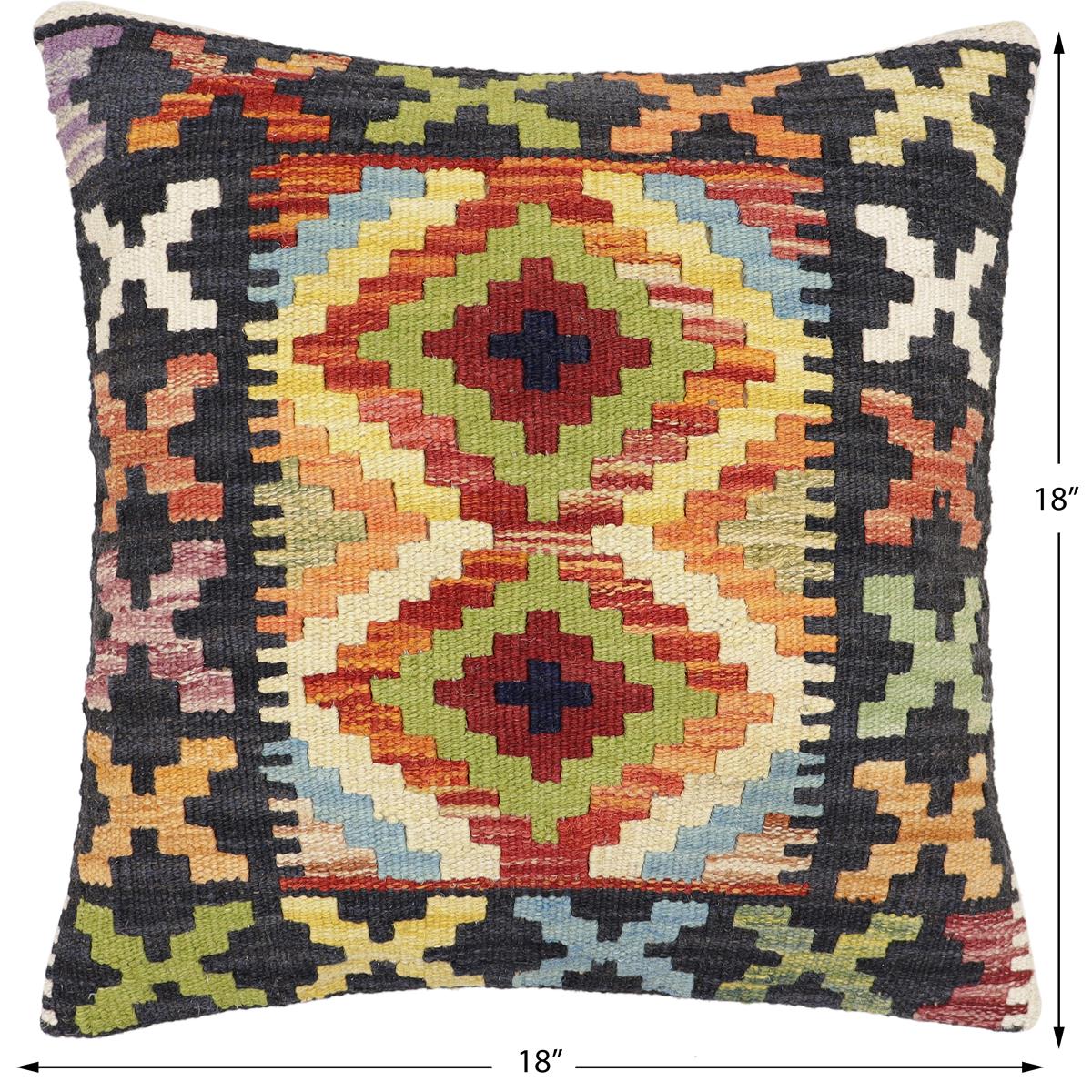 handmade Traditional Pillow Black Rust Hand-Woven SQUARE 100% WOOL Hand woven turkish pillow2 x 2