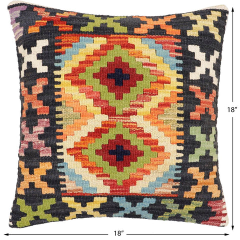handmade Traditional Pillow Black Rust Hand-Woven SQUARE 100% WOOL Hand woven turkish pillow2 x 2