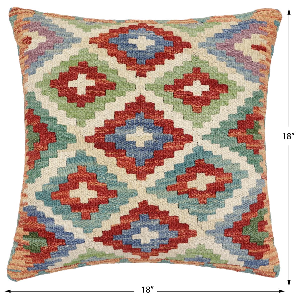 handmade Traditional Pillow Beige Rust Hand-Woven SQUARE 100% WOOL Hand woven turkish pillow2 x 2