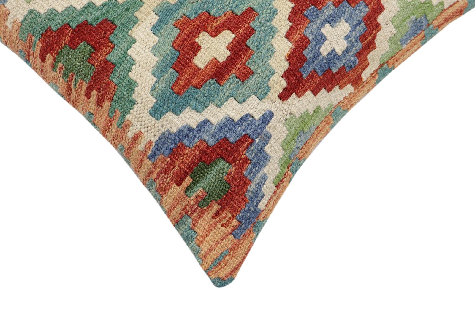 handmade Traditional Pillow Beige Rust Hand-Woven SQUARE 100% WOOL Hand woven turkish pillow2 x 2