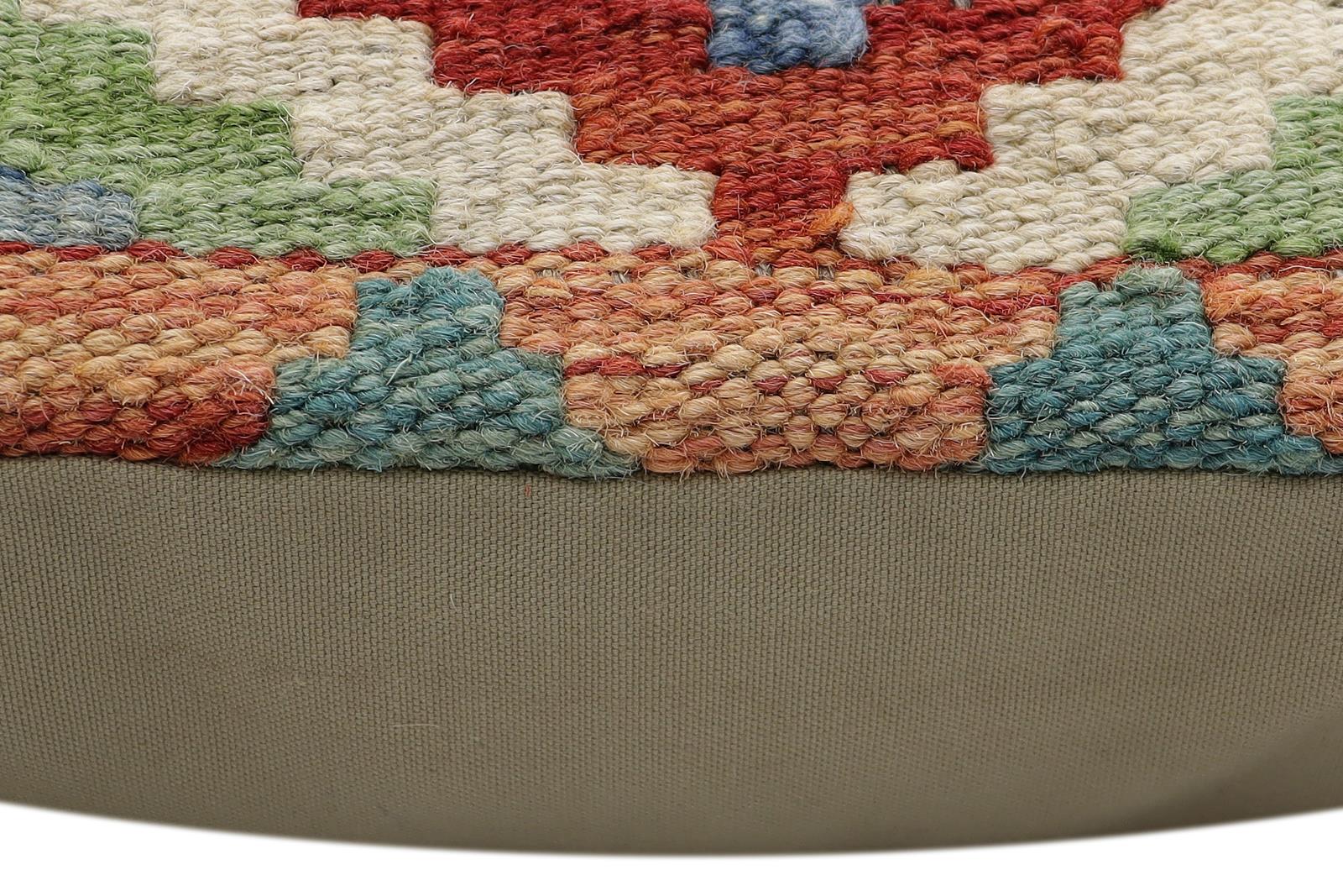 handmade Traditional Pillow Beige Rust Hand-Woven SQUARE 100% WOOL Hand woven turkish pillow2 x 2
