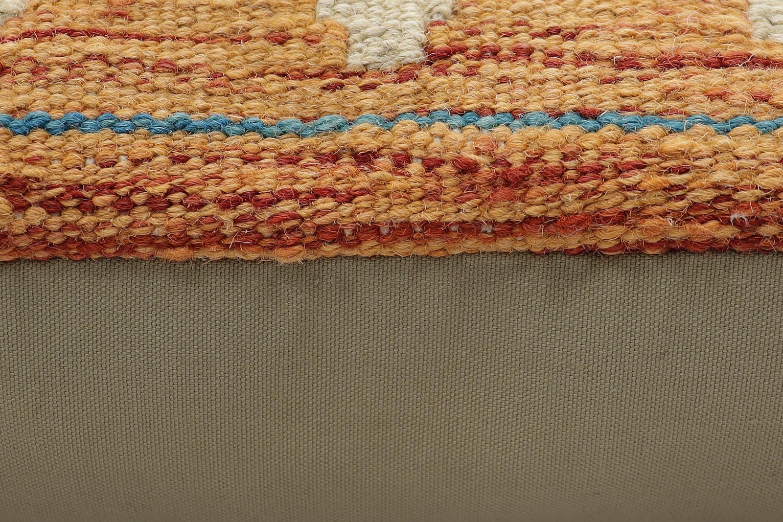 handmade Traditional Pillow Rust Blue Hand-Woven SQUARE 100% WOOL Hand woven turkish pillow2 x 2