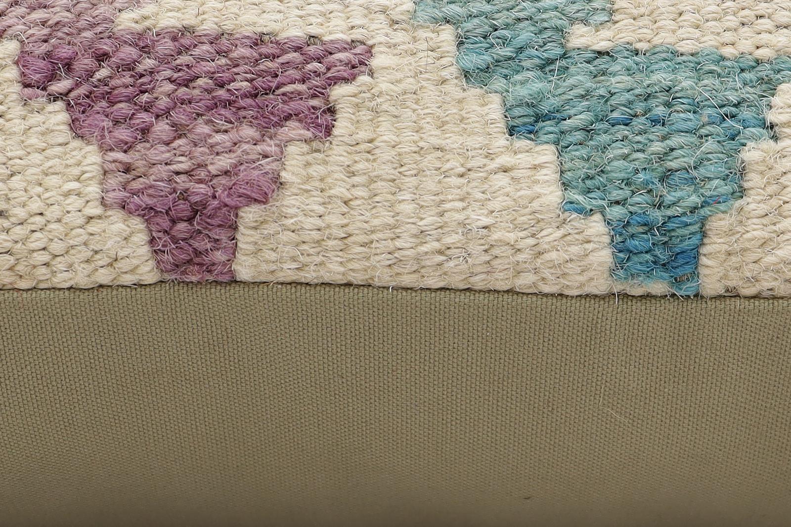 handmade Traditional Pillow Rust Blue Hand-Woven SQUARE 100% WOOL Hand woven turkish pillow2 x 2