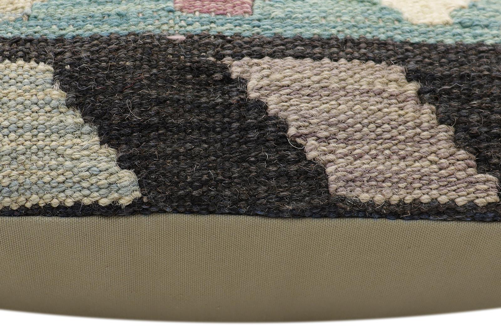 handmade Traditional Pillow Blue Rust Hand-Woven SQUARE 100% WOOL Hand woven turkish pillow2 x 2