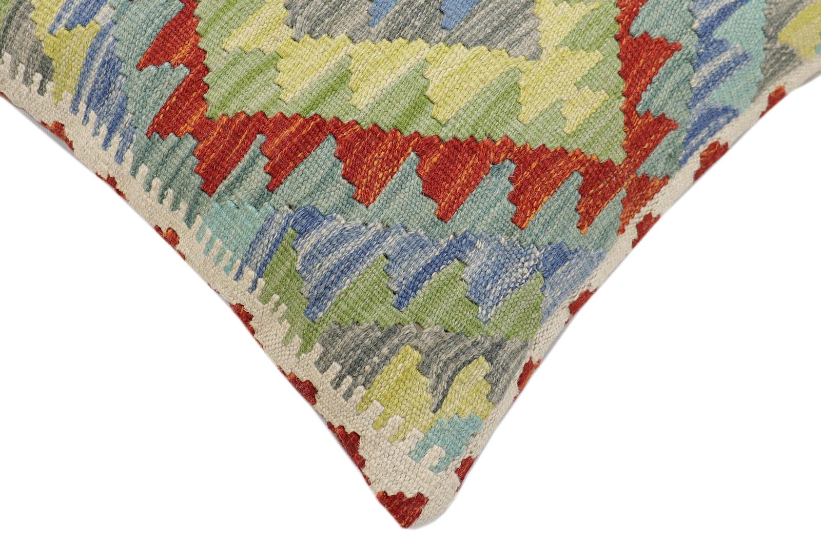 handmade Traditional Pillow Rust Blue Hand-Woven SQUARE 100% WOOL Hand woven turkish pillow2 x 2