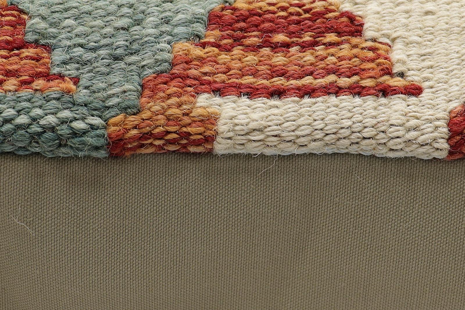 handmade Traditional Pillow Rust Blue Hand-Woven SQUARE 100% WOOL Hand woven turkish pillow2 x 2