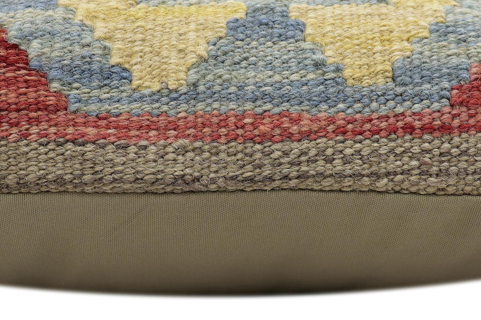 handmade Traditional Pillow Red Blue Hand-Woven SQUARE 100% WOOL Hand woven turkish pillow2 x 2