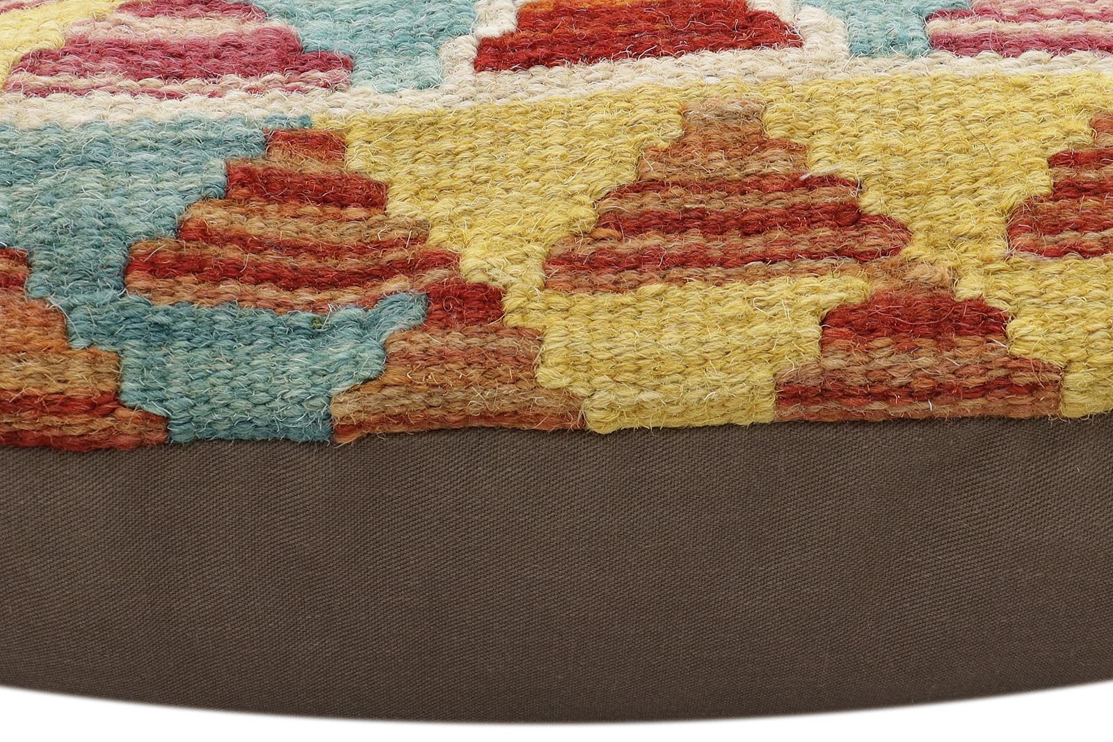 handmade Traditional Pillow Rust Blue Hand-Woven SQUARE 100% WOOL Hand woven turkish pillow2 x 2