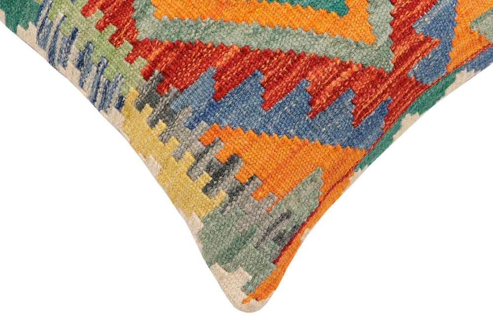 handmade Traditional Pillow Rust Blue Hand-Woven SQUARE 100% WOOL  Hand woven turkish pillow  3 x 5