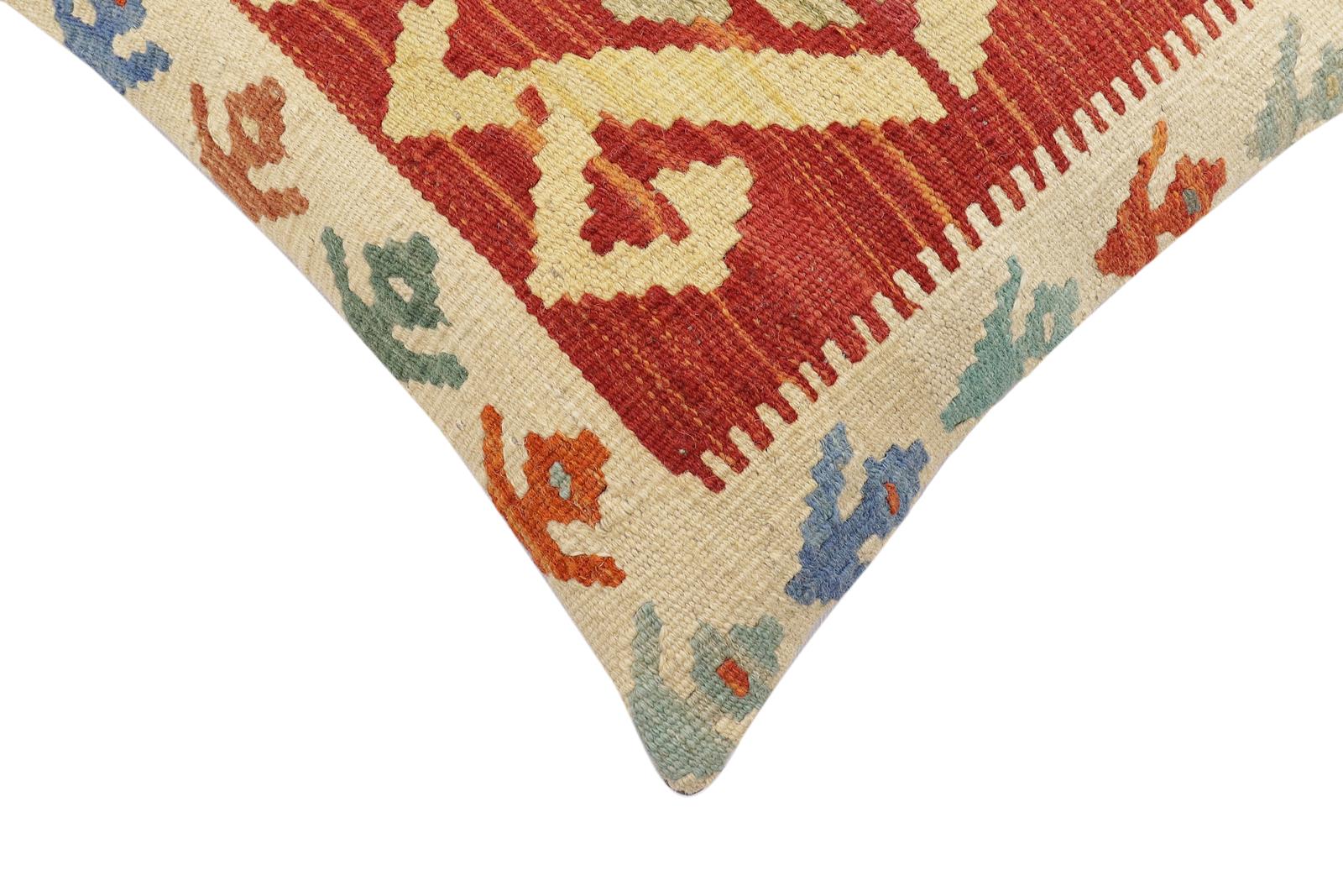 handmade Traditional Pillow Rust Beige Hand-Woven SQUARE 100% WOOL Hand woven turkish pillow2 x 2