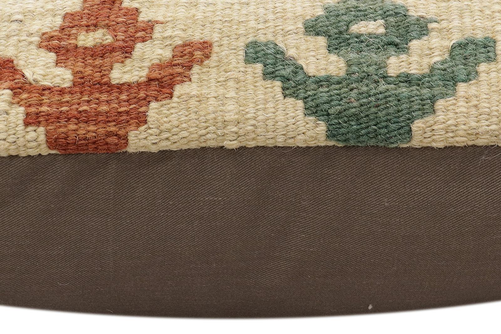 handmade Traditional Pillow Rust Beige Hand-Woven SQUARE 100% WOOL Hand woven turkish pillow2 x 2