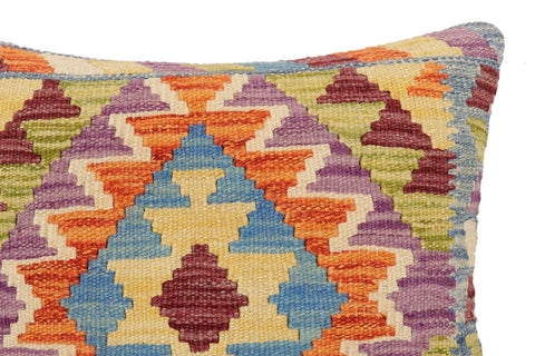 handmade Traditional Pillow Blue Rust Hand-Woven SQUARE 100% WOOL  Hand woven turkish pillow  2 x 2