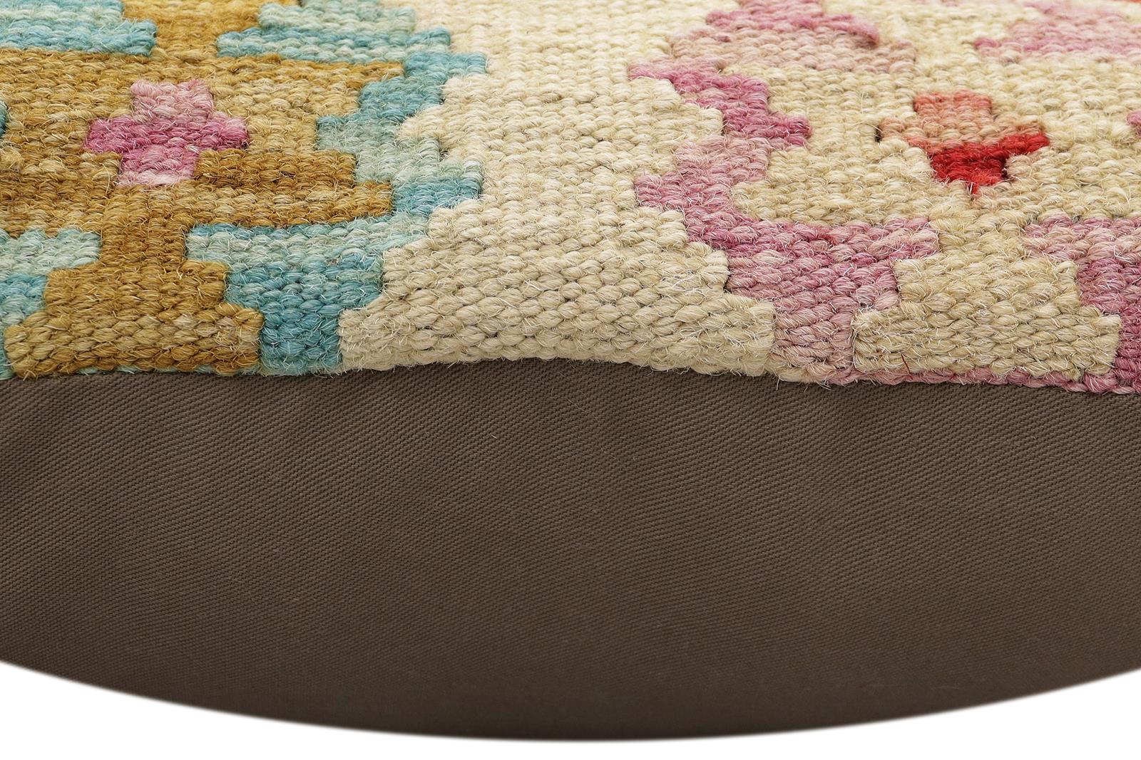 handmade Traditional Pillow Beige Red Hand-Woven SQUARE 100% WOOL Hand woven turkish pillow2 x 2