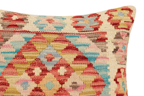 handmade Traditional Pillow Red Blue Hand-Woven SQUARE 100% WOOL  Hand woven turkish pillow  2 x 2