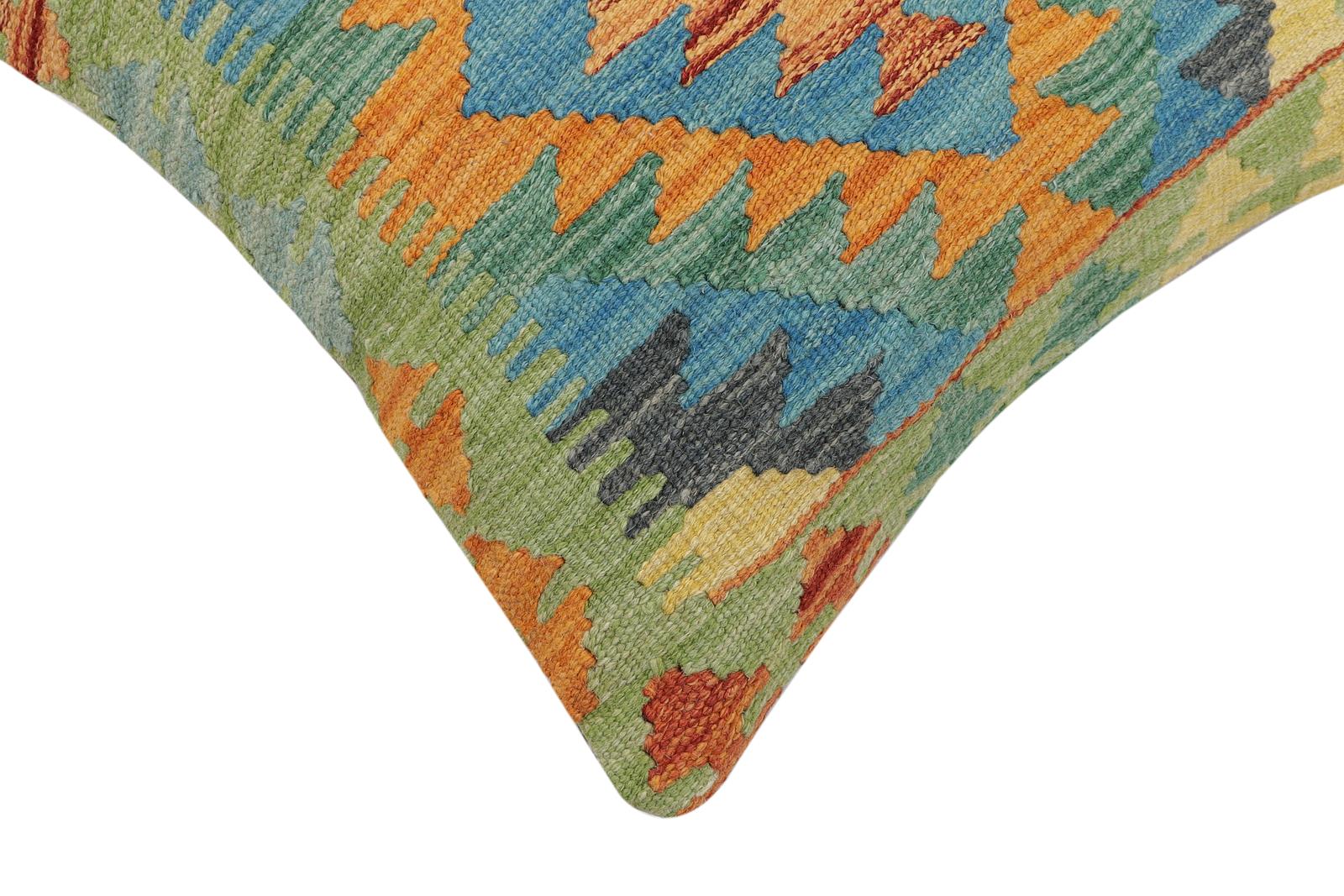 handmade Traditional Pillow Rust Blue Hand-Woven SQUARE 100% WOOL Hand woven turkish pillow2 x 2