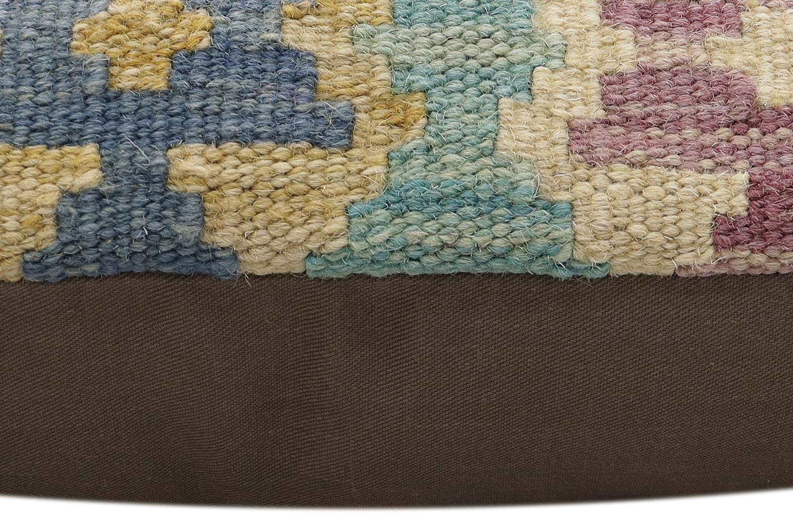 handmade Traditional Pillow Blue Red Hand-Woven SQUARE 100% WOOL Hand woven turkish pillow2 x 2
