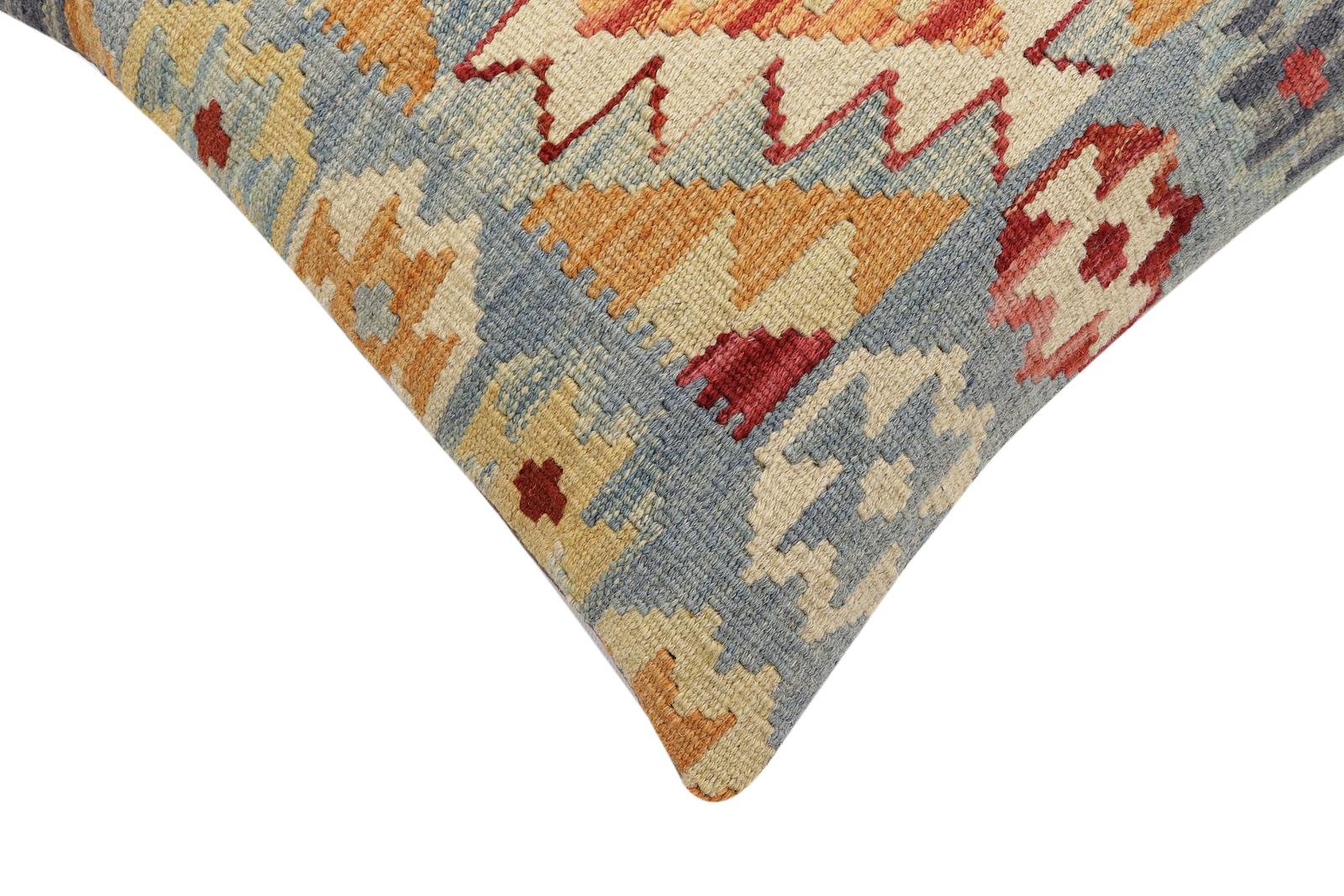 handmade Traditional Pillow Blue Red Hand-Woven SQUARE 100% WOOL Hand woven turkish pillow2 x 2
