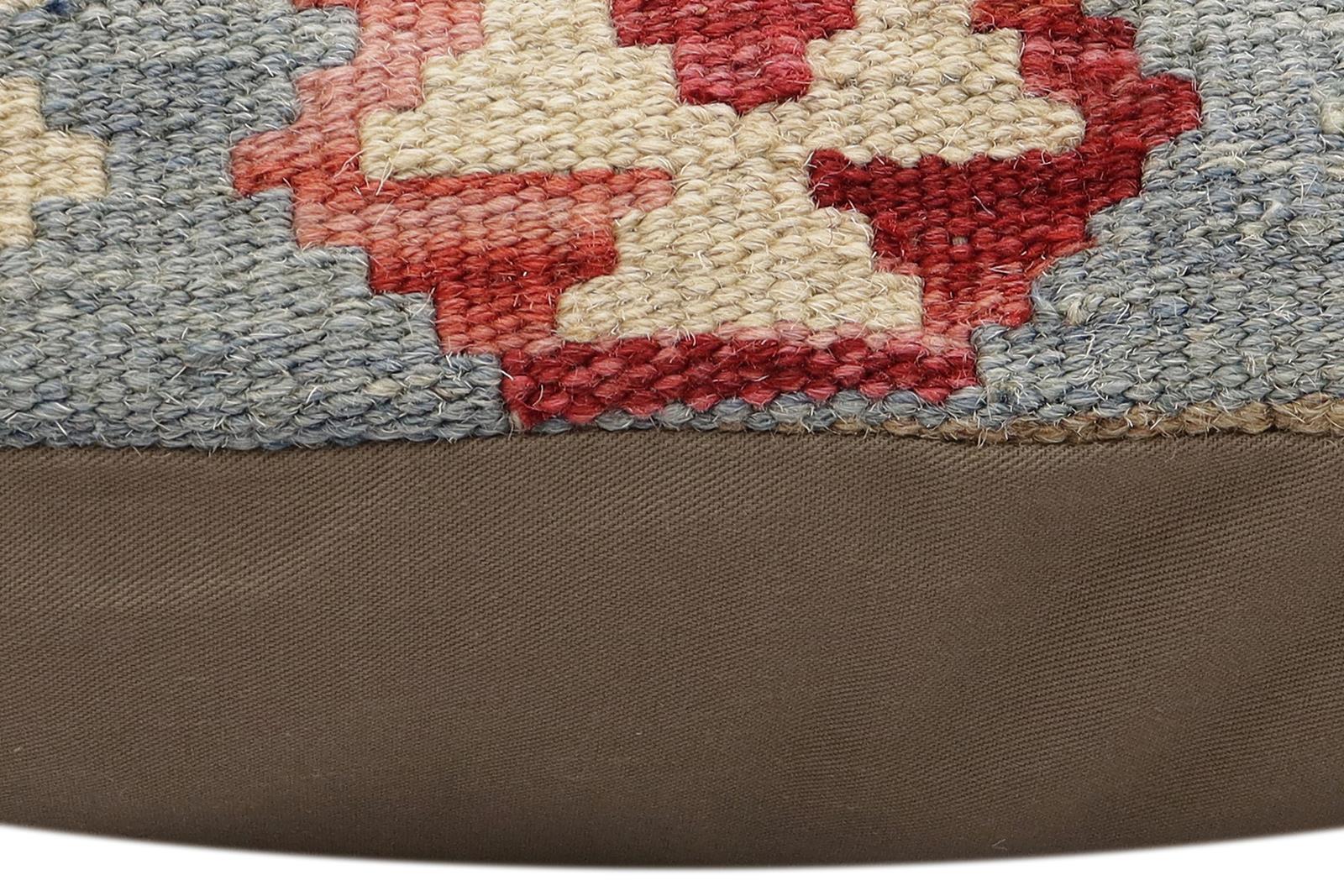 handmade Traditional Pillow Blue Red Hand-Woven SQUARE 100% WOOL Hand woven turkish pillow2 x 2