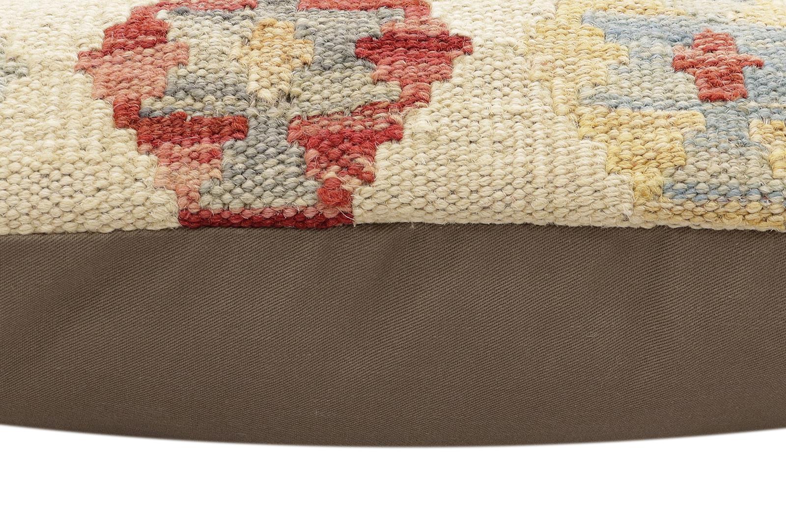 handmade Traditional Pillow Beige Red Hand-Woven SQUARE 100% WOOL Hand woven turkish pillow2 x 2