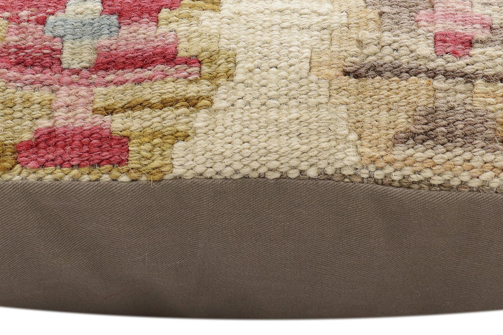 handmade Traditional Pillow Beige Red Hand-Woven SQUARE 100% WOOL Hand woven turkish pillow2 x 2