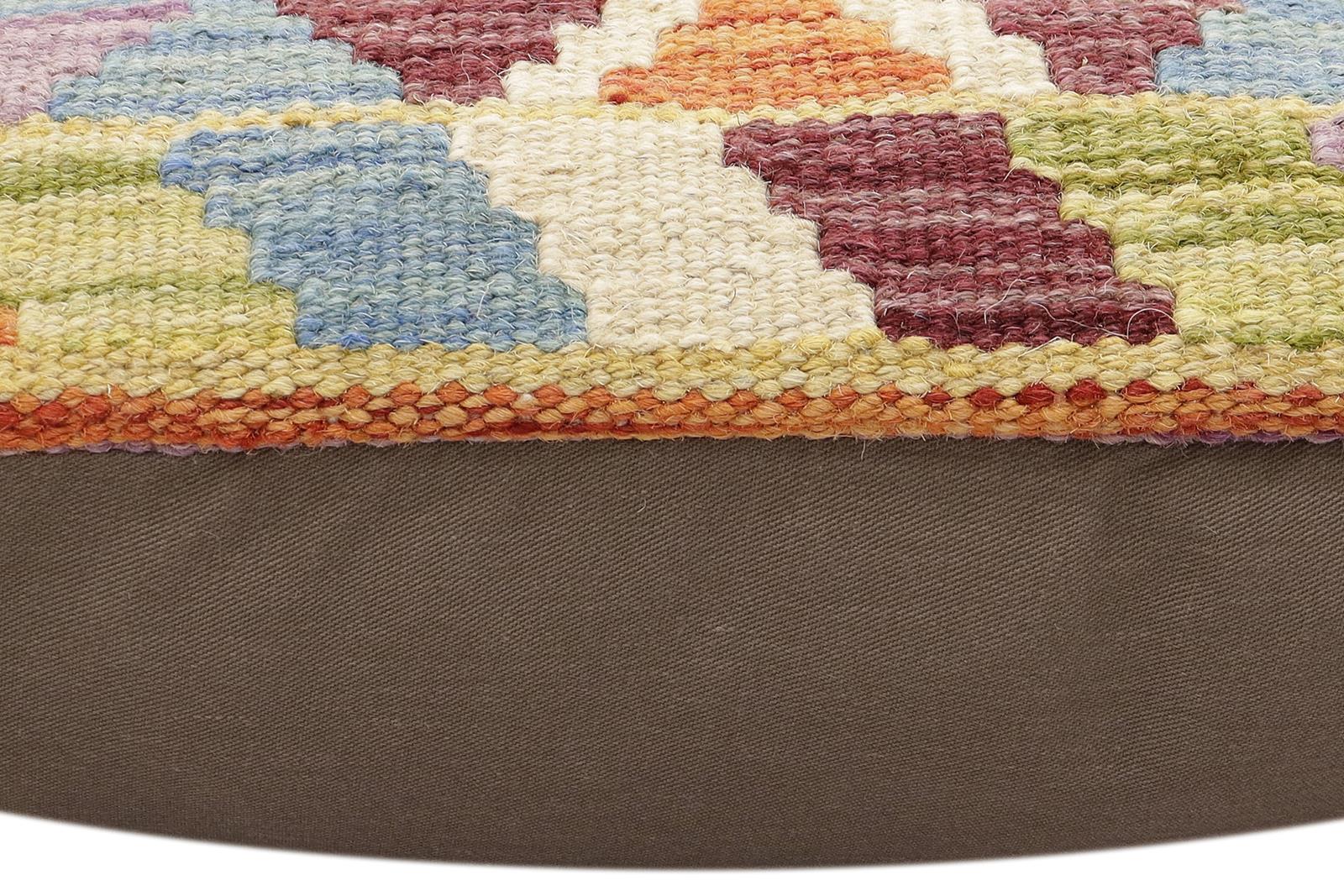 handmade Traditional Pillow Rust Blue Hand-Woven SQUARE 100% WOOL Hand woven turkish pillow2 x 2
