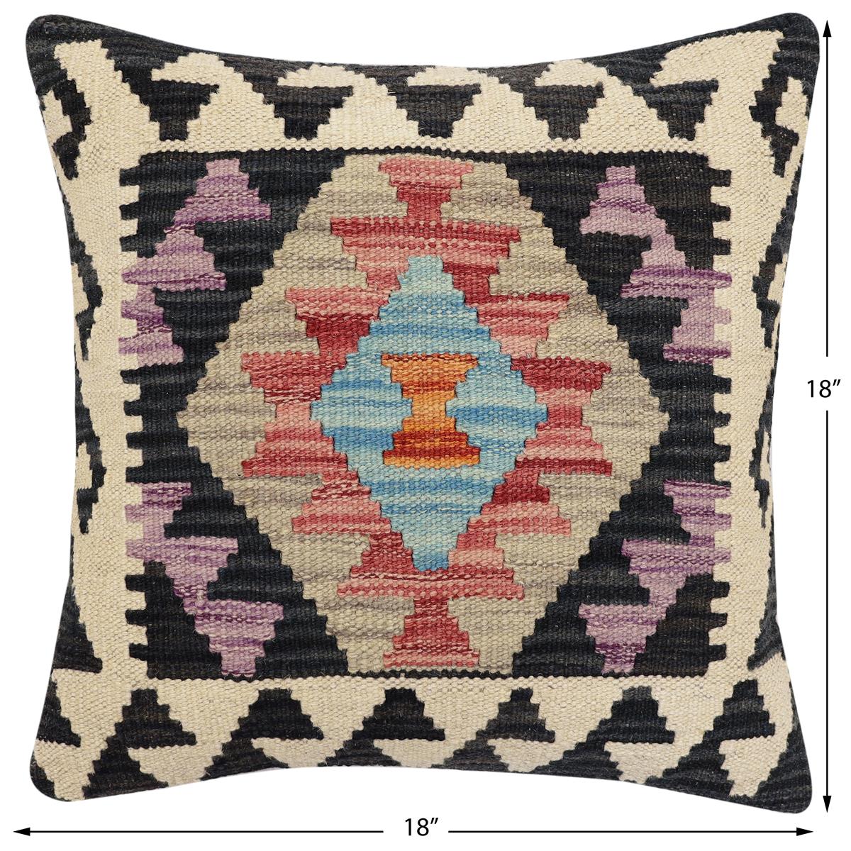 handmade Traditional Pillow Red Black Hand-Woven SQUARE 100% WOOL Hand woven turkish pillow2 x 2