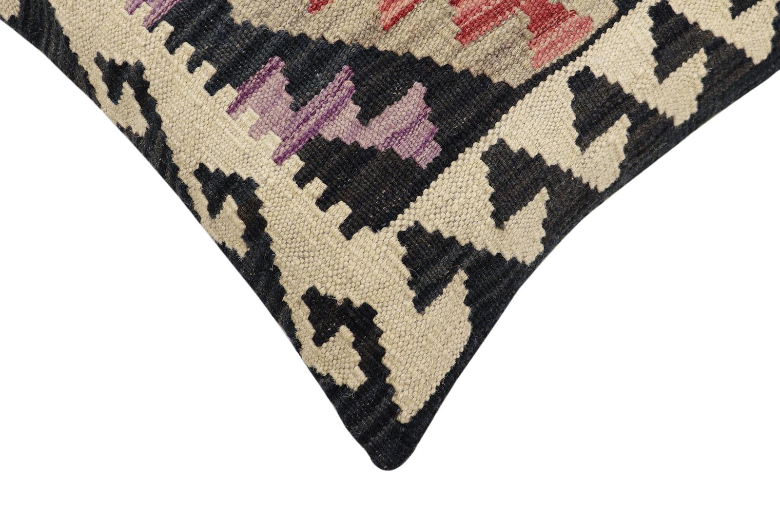 handmade Traditional Pillow Red Black Hand-Woven SQUARE 100% WOOL Hand woven turkish pillow2 x 2