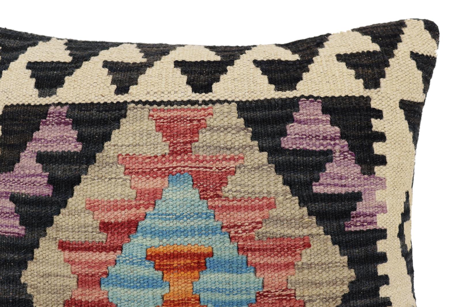 handmade Traditional Pillow Red Black Hand-Woven SQUARE 100% WOOL Hand woven turkish pillow2 x 2