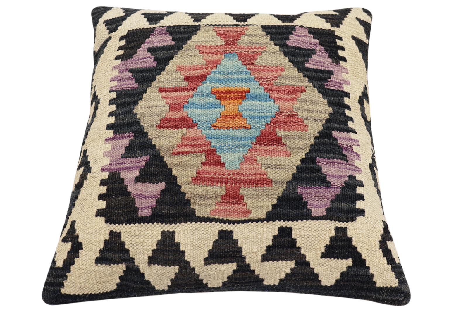 handmade Traditional Pillow Red Black Hand-Woven SQUARE 100% WOOL Hand woven turkish pillow2 x 2