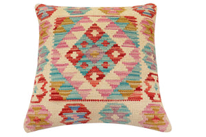 handmade Traditional Pillow Beige Red Hand-Woven SQUARE 100% WOOL Hand woven turkish pillow2 x 2