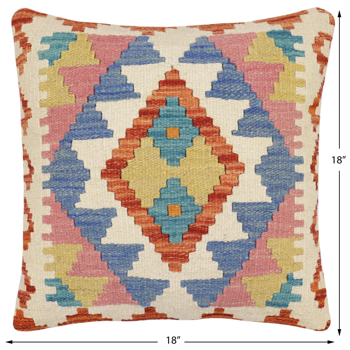 handmade Traditional Pillow Rust Beige Hand-Woven SQUARE 100% WOOL Hand woven turkish pillow2 x 2