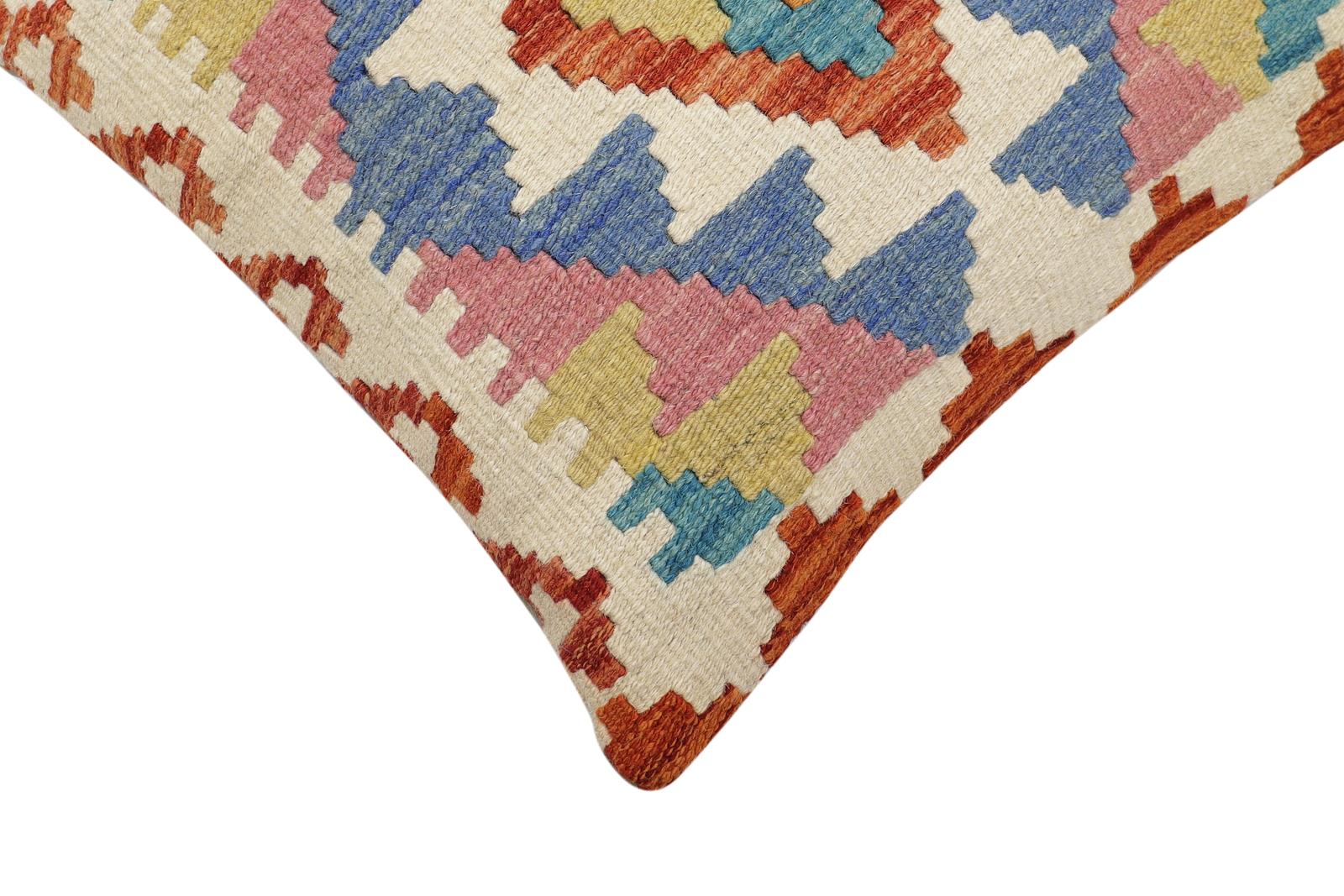 handmade Traditional Pillow Rust Beige Hand-Woven SQUARE 100% WOOL Hand woven turkish pillow2 x 2