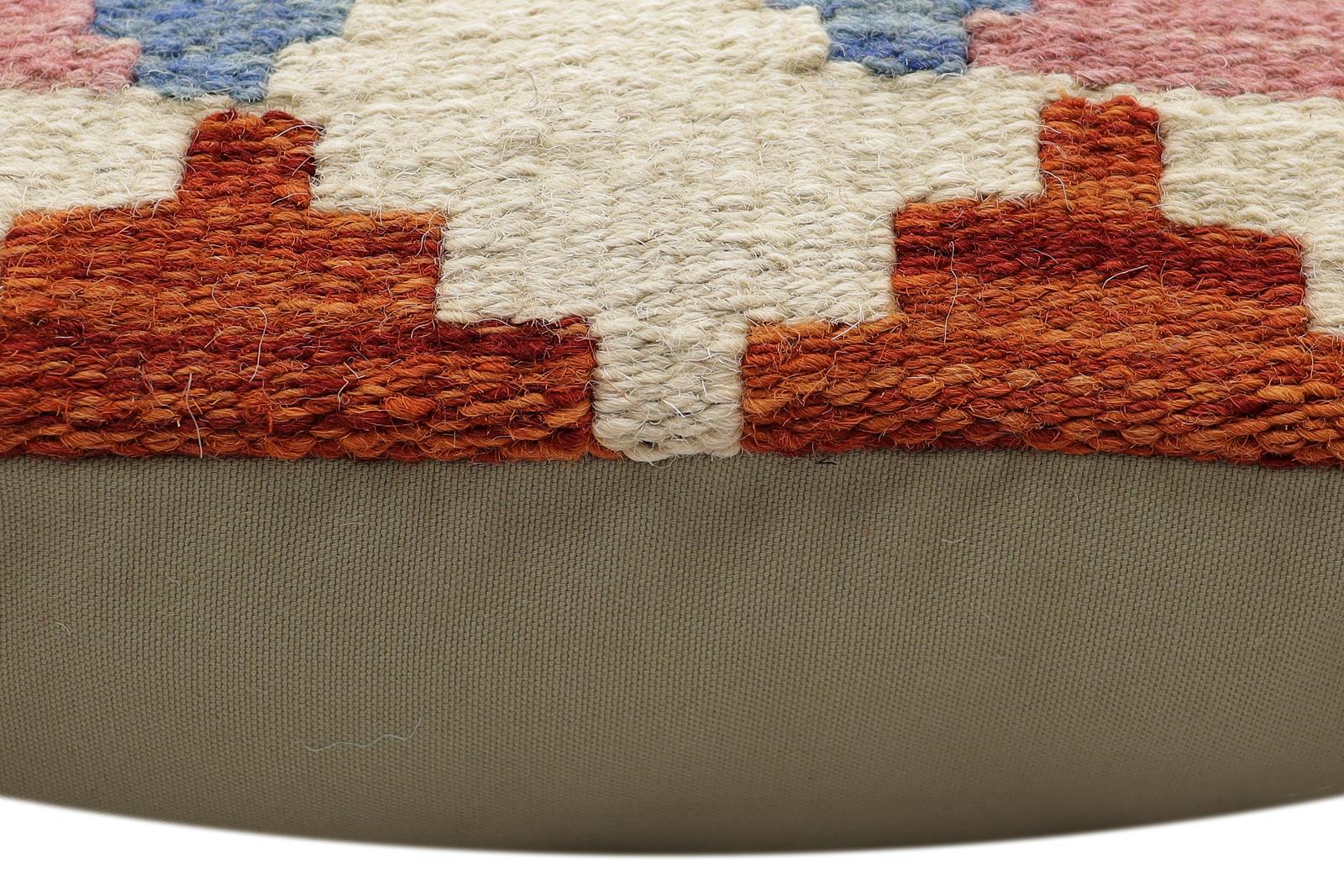 handmade Traditional Pillow Rust Beige Hand-Woven SQUARE 100% WOOL Hand woven turkish pillow2 x 2