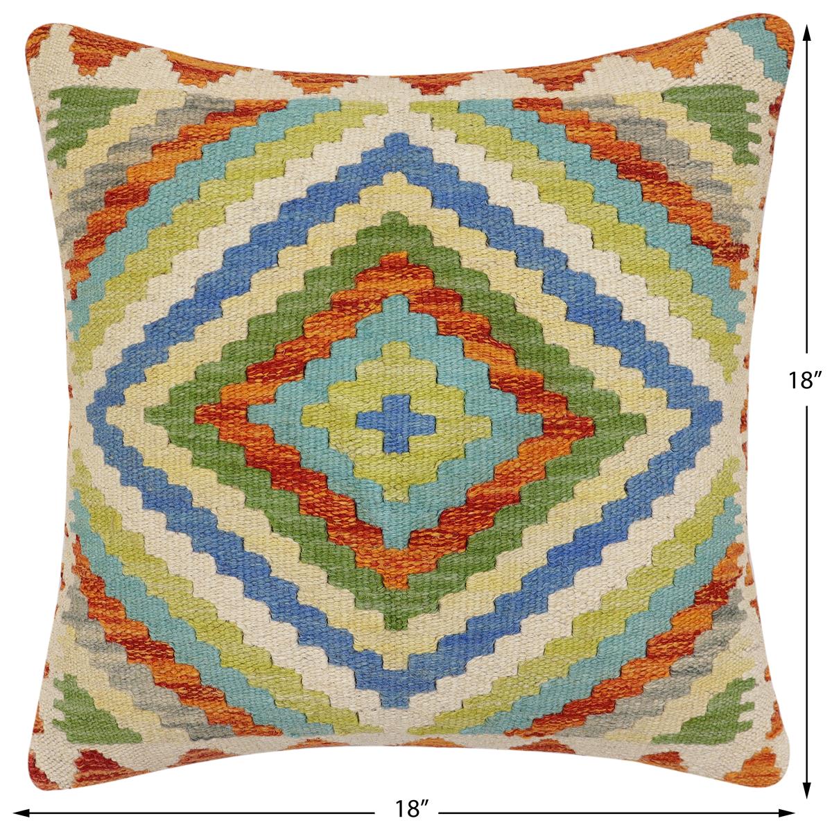 handmade Traditional Pillow Rust Beige Hand-Woven SQUARE 100% WOOL Hand woven turkish pillow2 x 2