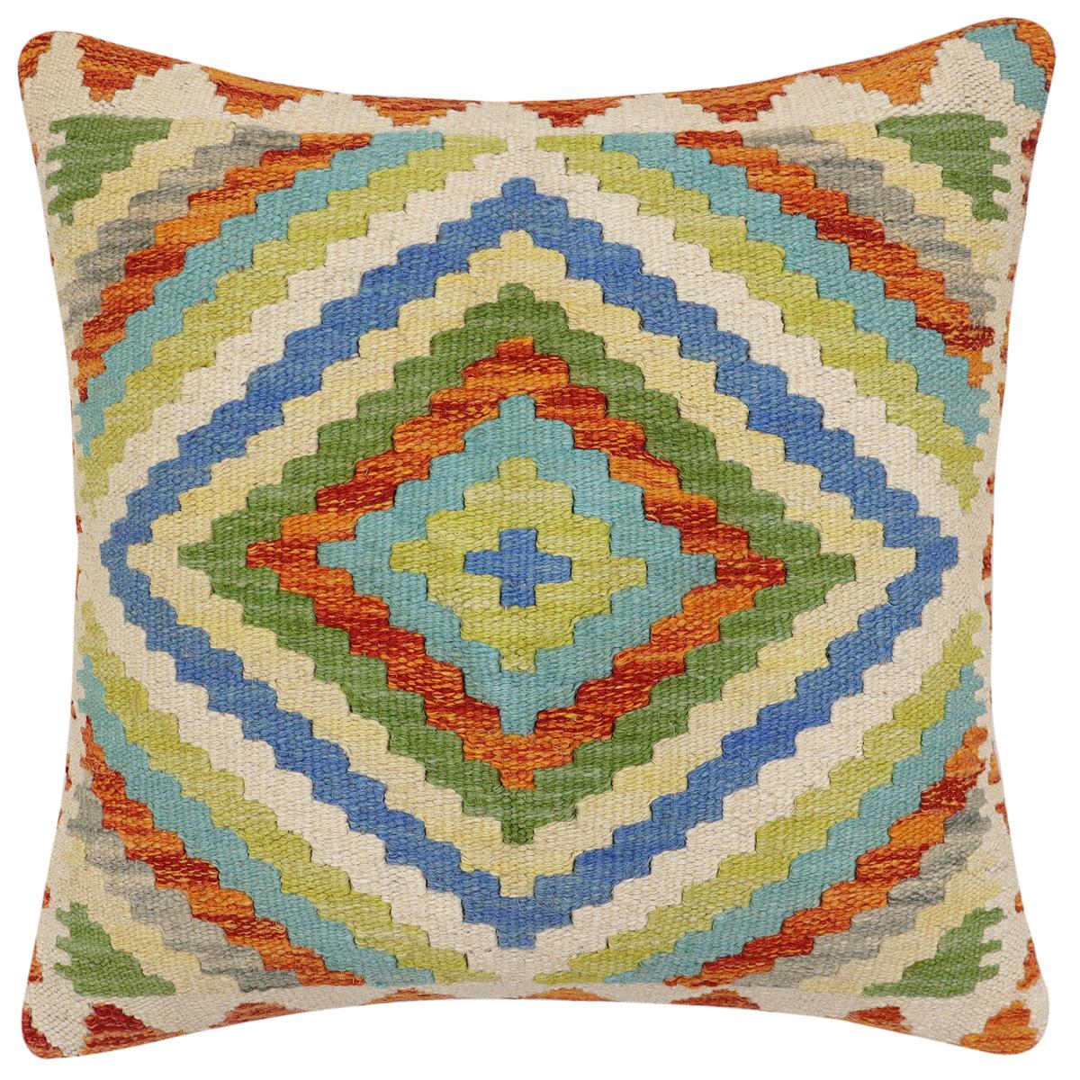 handmade Traditional Pillow Rust Beige Hand-Woven SQUARE 100% WOOL Hand woven turkish pillow2 x 2