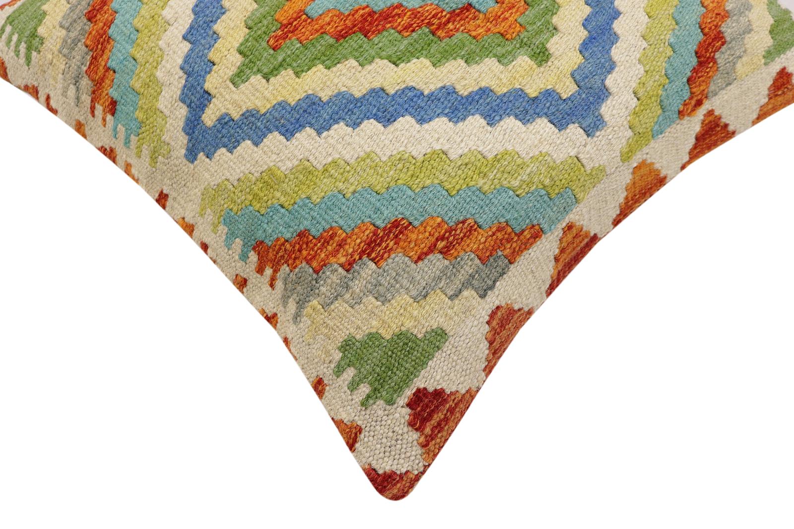 handmade Traditional Pillow Rust Beige Hand-Woven SQUARE 100% WOOL Hand woven turkish pillow2 x 2