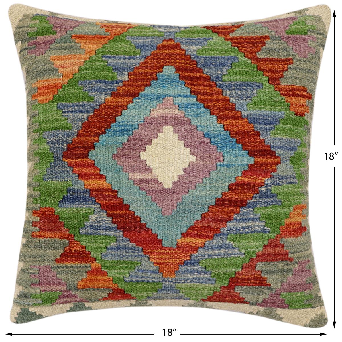 handmade Traditional Pillow Rust Beige Hand-Woven SQUARE 100% WOOL Hand woven turkish pillow2 x 2