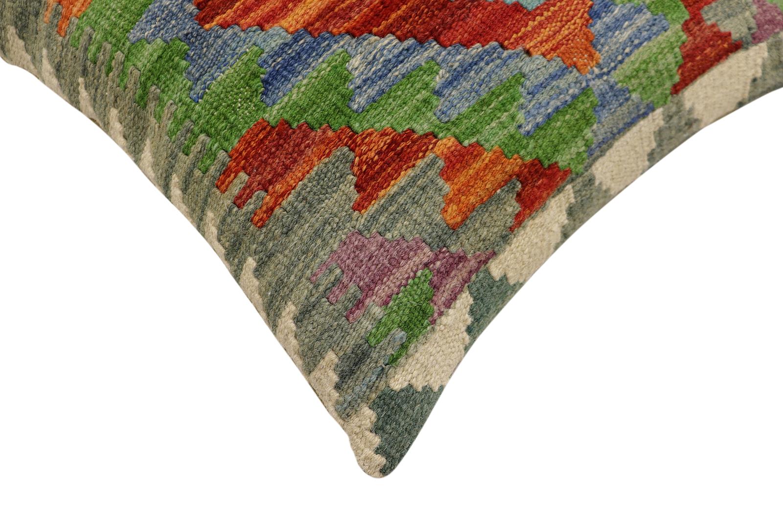 handmade Traditional Pillow Rust Beige Hand-Woven SQUARE 100% WOOL Hand woven turkish pillow2 x 2