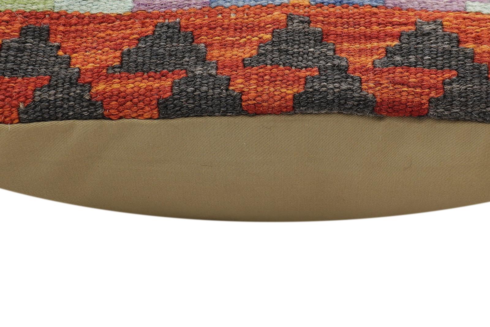 handmade Traditional Pillow Rust Blue Hand-Woven SQUARE 100% WOOL Hand woven turkish pillow2 x 2