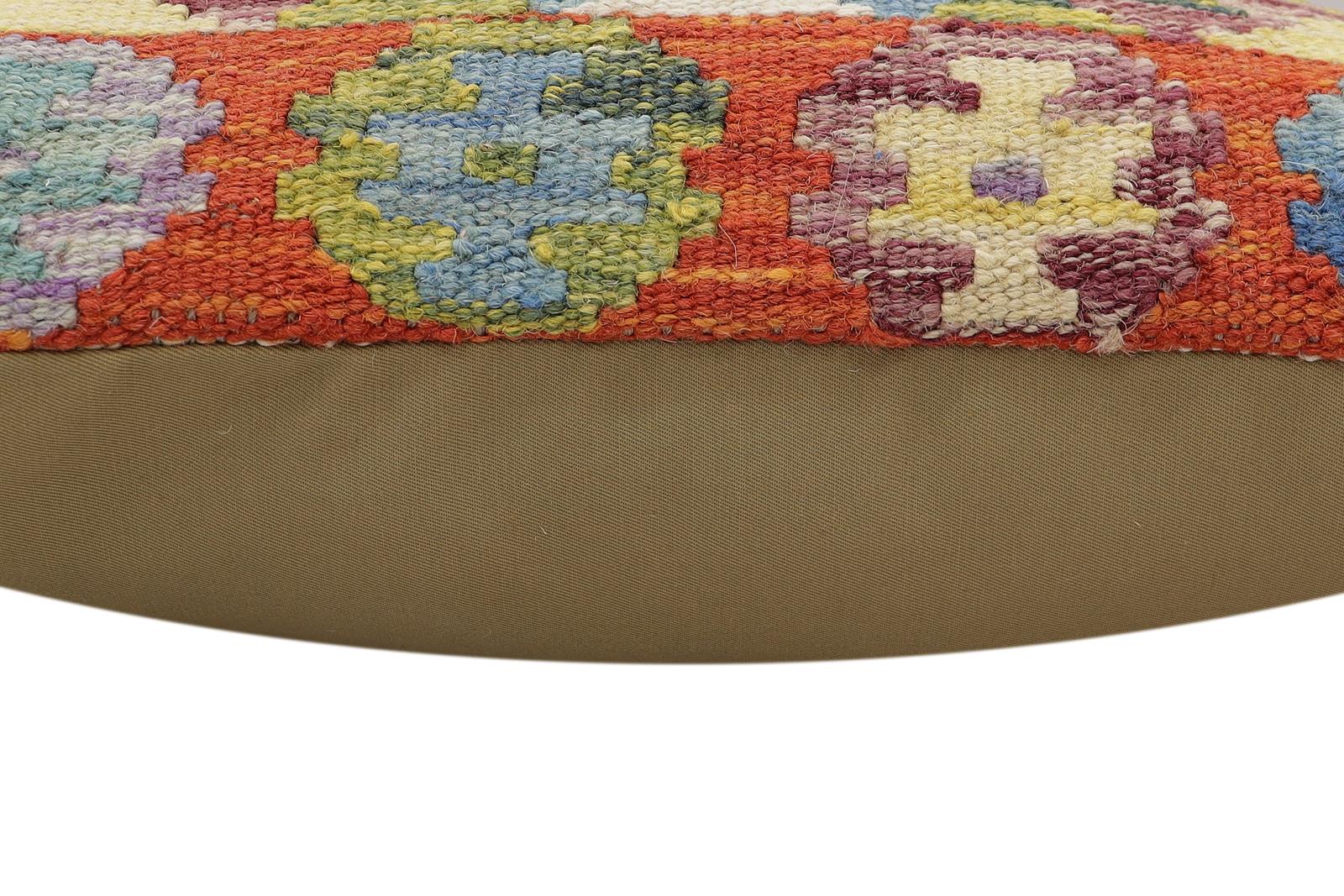 handmade Traditional Pillow Rust Blue Hand-Woven SQUARE 100% WOOL Hand woven turkish pillow2 x 2