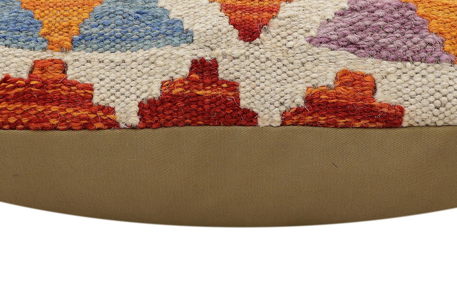handmade Traditional Pillow Rust Blue Hand-Woven SQUARE 100% WOOL Hand woven turkish pillow2 x 2